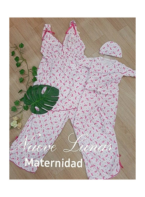 Pijamas maternas mamá bebe. (Batola y capri)