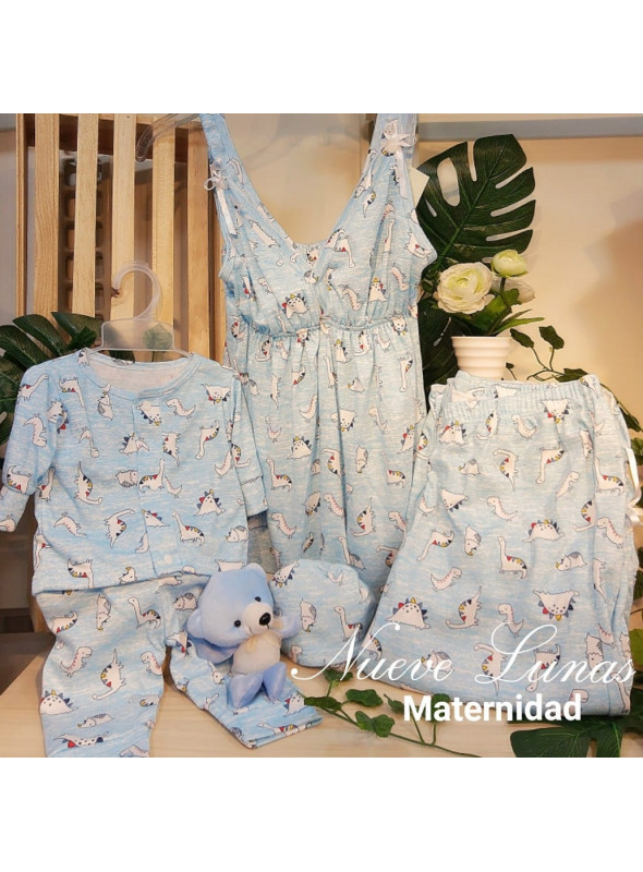 Pijama pantalón capri incluye pijamitas del bebe
